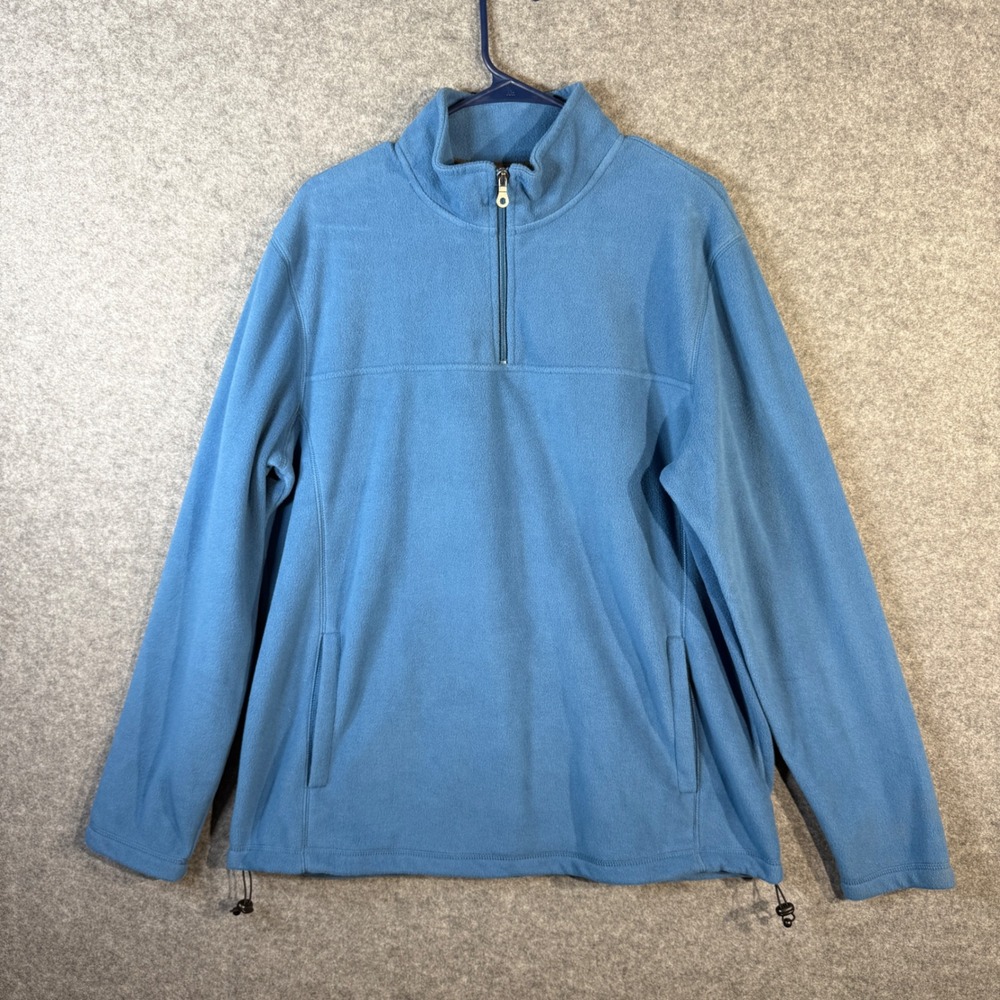Croft‎ & Barrow Womens Fleece Pullover Blue 1/4 Zip Pockets Long Sleeve L